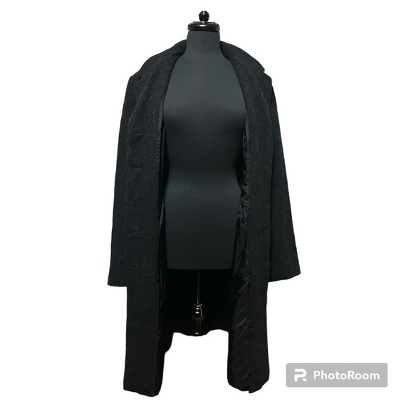 Vintage 90’s Y2K Women’s Long Coat 🧥 Black/Dark Grey Wool Blend EUC - Picture 7 of 10